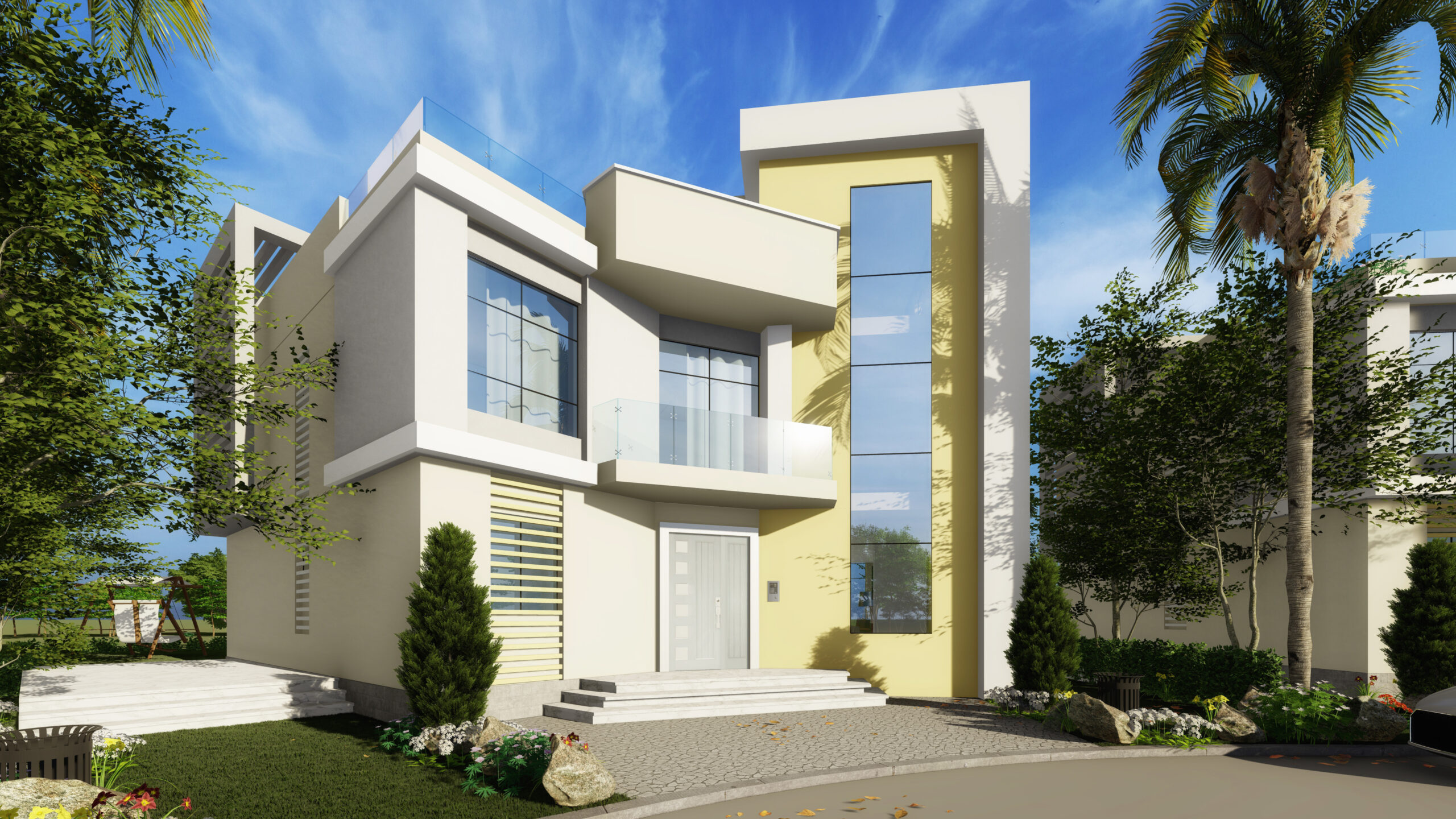 the  villa overlooks dramatic mountainous scenery