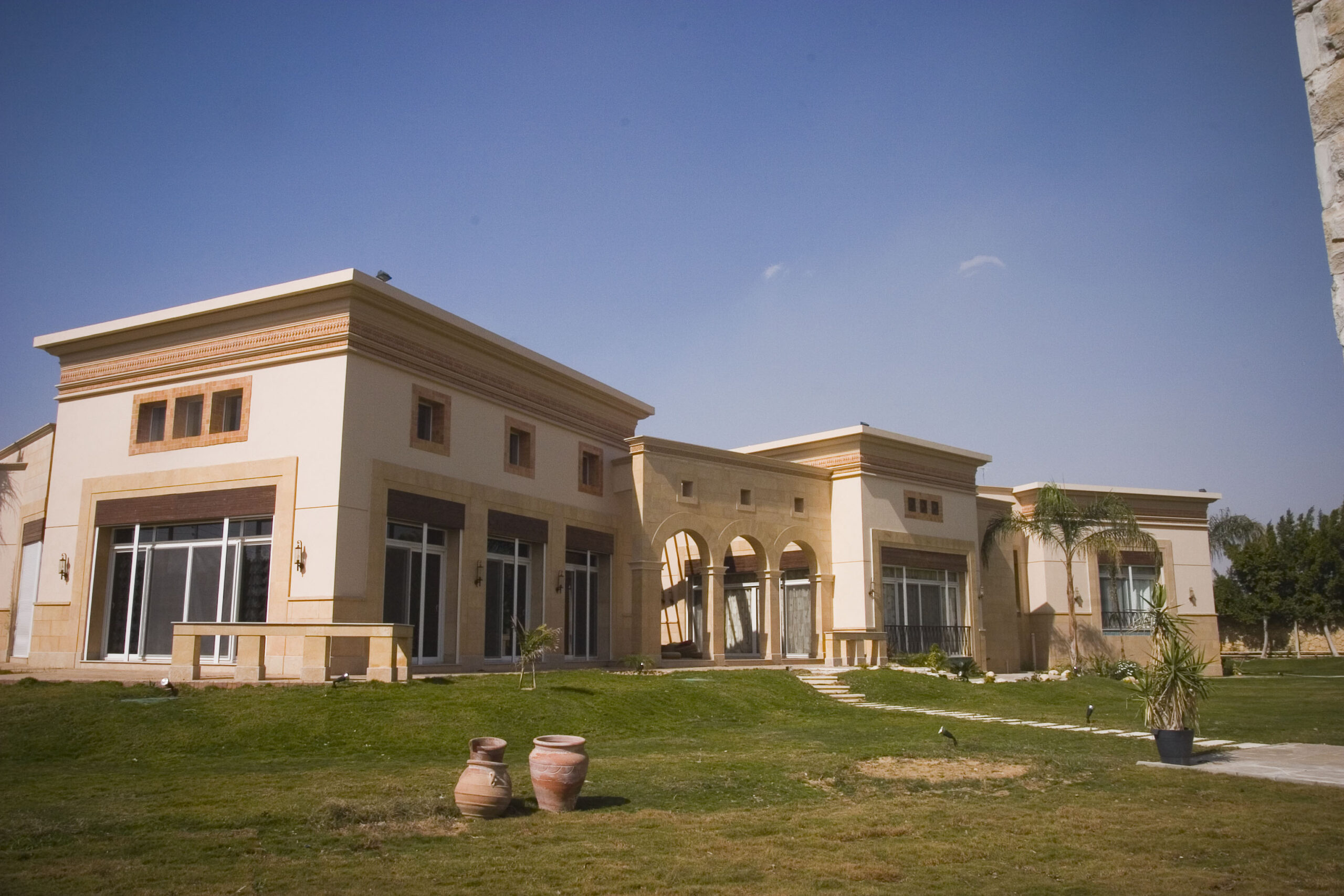 the  villa overlooks dramatic mountainous scenery