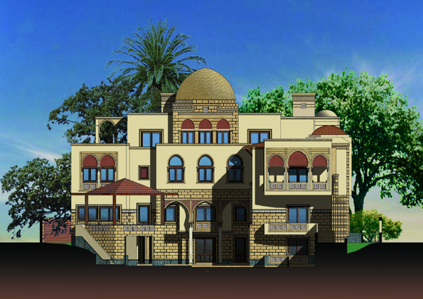 the  villa overlooks dramatic mountainous scenery