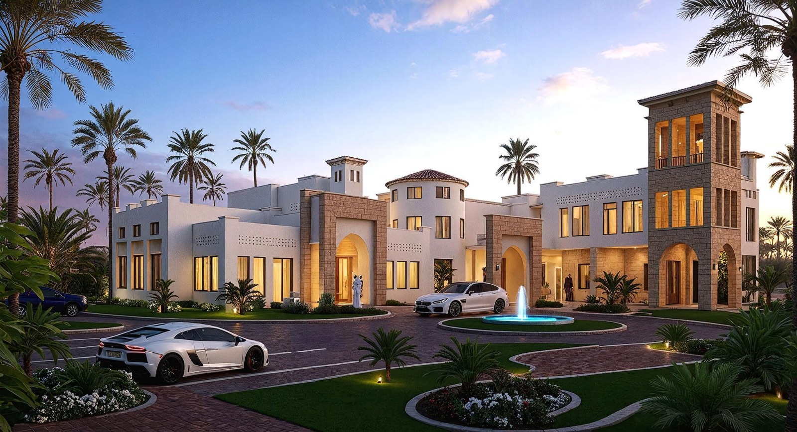 the  villa overlooks dramatic mountainous scenery