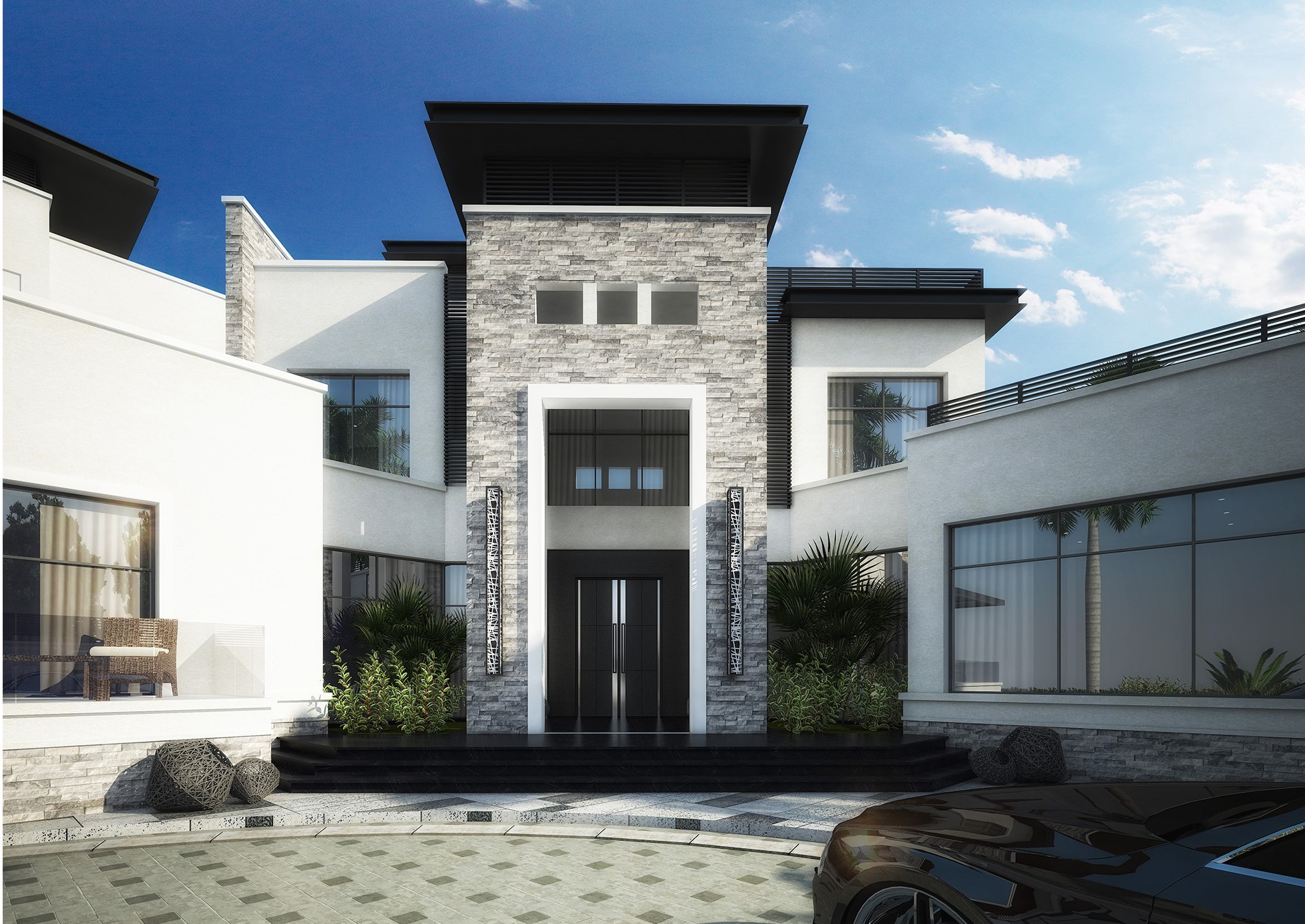 the  villa overlooks dramatic mountainous scenery