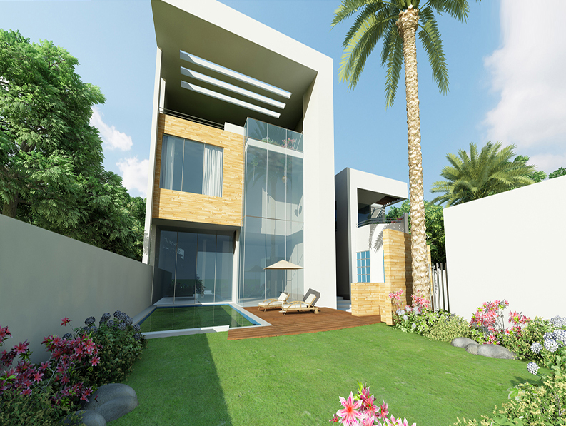 the  villa overlooks dramatic mountainous scenery